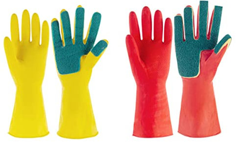 CIYODO Moufles de en Latex Imperméables à Récurer Lot de 1 Moufles de Nettoyage Cuisine Outils Réutilisables Ménage Jardinage Confortables et Efficaces