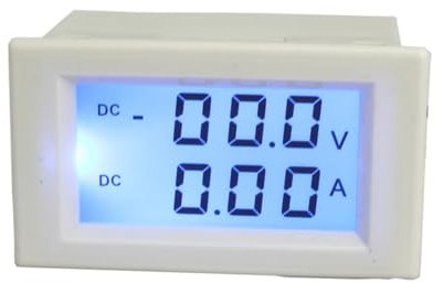 LCD Spannungs und Strommessgerät Dc 0-199,9 V 10a Weiß | Kunststoffgehäuse, Gleichzeitige Anzeige von Spannung und Strom, 1% Genauigkeit, für Geräte