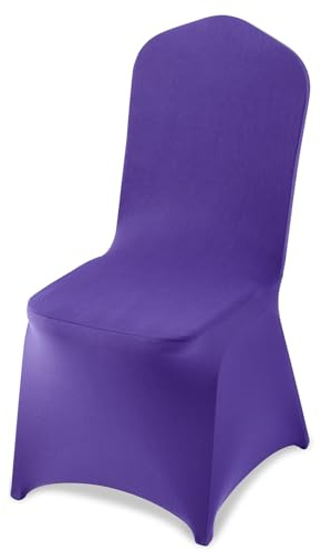 VEVOR 50 Pcs Purple Chair Covers, Polyester Spandex Chair Cover, Stretch Slipcovers for Wedding Party Dining Banquet Flat-Front Chair Covers, Fits Chair Measures up to 20.08 x 17.72 x 37.4 inch