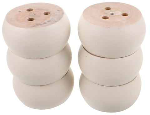 VALICLUD Lot de 6 Pieds Ronds en Bois Massif Non Peints pour Canapé Table Basse Bibliothèque – Pieds de Meuble 5 X 10 CM Finition Naturelle Adaptés Bricolage et Remplacement Facile