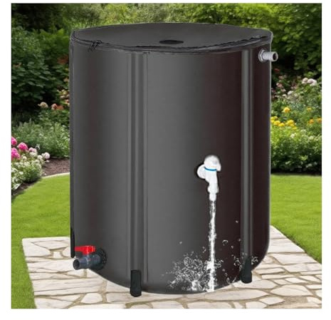 GZKDKZB Tragbarer Regenwassersammler 500L, robuster Wassertank, Netzfilter, stabile Konstruktion, ideal für Garten und Außenbereich, Farbe: Schwarz