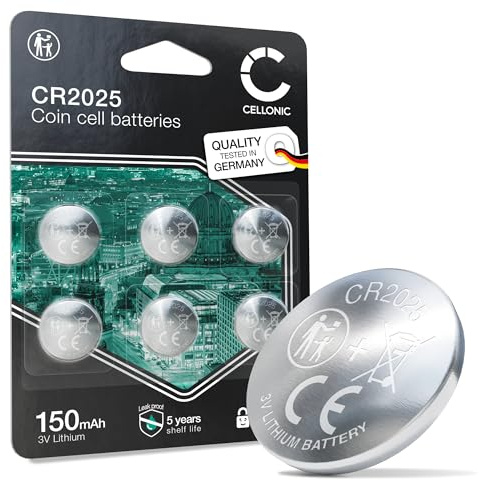 CELLONIC CR2025 Knopfbatterie Alarmsysteme- 6X | (Lithium, 150mAh, 3V)