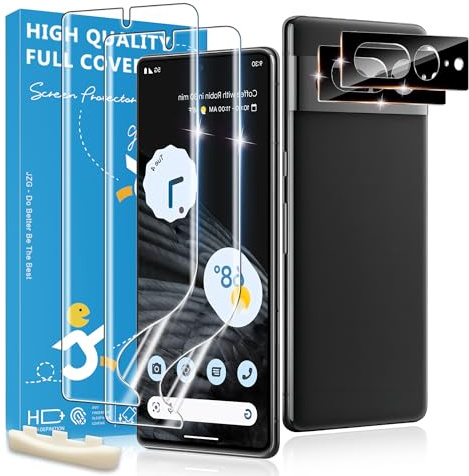2+2 Stück Schutzfolie für Google Pixel 7 Pro [Nicht-Glas] + Kamera Schutzfolie, Fingerabdruck-ID Unterstützen, Spuren Reduzierbar, Kratzfest, HD Klar, Kompatibel mit Pixel 7 Pro Screen Protector