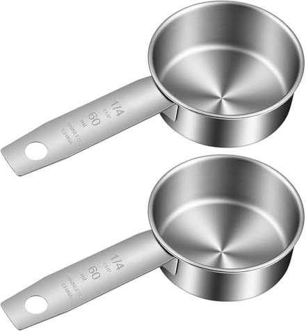 2 Pcs 1/4 Cup Scoop, Clear Plastic Measuring Cup Scoop 60ML, Accurate Scale Measuring Tool for Liquid & Dry Ingredients, Cooking Tool for Home and Kitchen Use