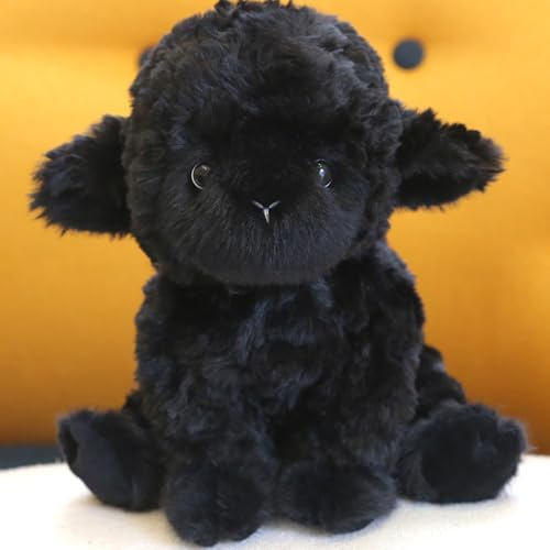 JORCEDI Schafe Kuscheltier, 22cm Sheep Plüschtier, Plüschschaf Stofftier Plüsch Tier, Geschenk für Jungen Mädchen Erwachsene (schwarz)