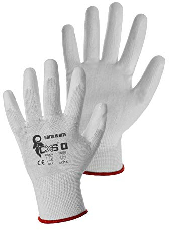CXS Brita Arbeitshandschuhe - Rutschfeste Montagehandschuhe Nahtlos 12 Paar (9, Weiß)
