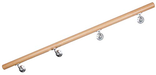Handlauf Buche, Treppengeländer lackiert, mit stabilen Handlaufhaltern (4.00m)