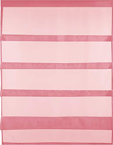 Bestlivings Transparente Bistrogardine Raffoptik mit Stangendurchzug in Voile, schlicht und modern in vielen erhältlich (80 x 110 cm/Bordeaux - weinrot)