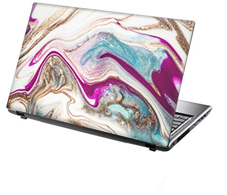 TaylorHe 15.6 inch 15 inch Laptop Skin Vinyl Decal with Colorful Patterns and Leather Effect Laminate MADE IN BRITAIN Beautiful Marble with Golddust