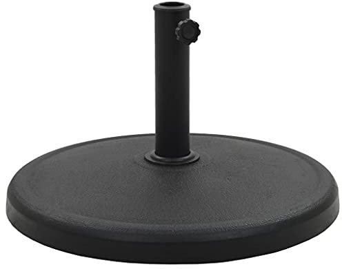 vidaXL Round Polyresin Parasol Base - 19kg Black Umbrella Stand Holder with Adapters for Patio/Garden, Weather-Resistant, Locking Bolt Design, Suitable for Multiple Pole Diameters