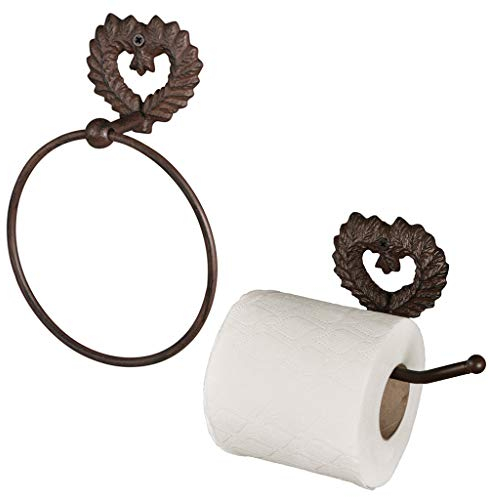 Towel Ring & Toilet Roll Holder Wall Mounted Bathroom Accessory Set