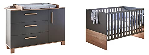 Arthur Berndt Cloe Babyzimmer Sparset 2-tlg in grau/Eiche Sägerau für Jungen und Mädchen