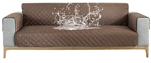 Carvapet Sofabezug wasserdichte Sofaüberwurf Antirutsch Sofahusse Schutz vor Haustier Katze Hunde Sofa überwurf Couch überzug für Sofa (Kaffee, 3 Sitzer)