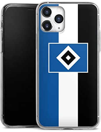 Slim Case kompatibel mit Apple iPhone 11 Pro Silikon Handyhülle transparent Hülle extra dünn HSV Streifen Hamburger SV