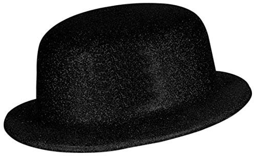 COOLMP Lot de 12 - Chapeau melon en pvc à paillettes noir