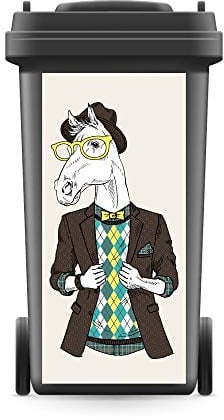 WERBEPUNKT. Aufkleber Mülltonne Pferd Hipster Tier 720 x 320 mm