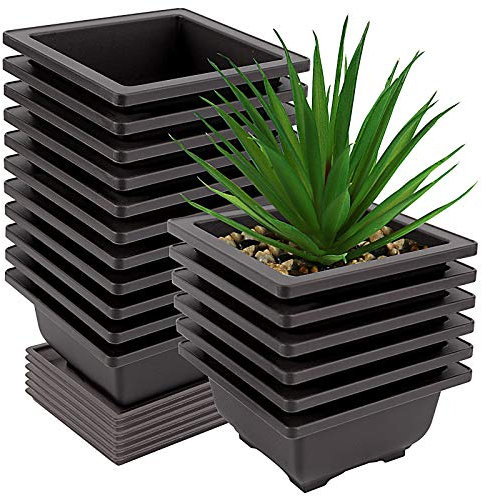 ZOENHOU Bonsai-Trainingstöpfe, 11,9 cm, quadratisch, Premium-Kunststoff-Blumentopf mit tiefer Luftfeuchtigkeit, für Pflanzen, Blumen, afrikanische Veilchen, wiederverwendbar, langlebig, 20 Stück