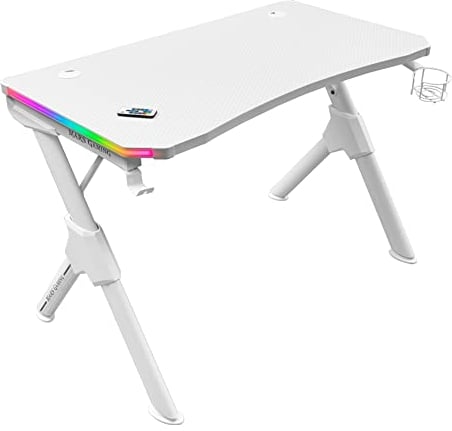 MARSGAMING Gaming MGD100RGB, RGB Tisch, XXL Mousepad, Headset Ständer + Flasche, 100x60cm, Weiß, MGD100RGBW, One Size