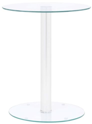 vidaXL Couchtisch Beistelltisch Wohnzimmertisch Kaffeetisch Sofatisch Glastisch Tisch Telefontisch Transparent 40cm Hartglas Aluminium