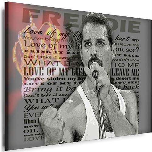 Julia-Art - Bilder Queen Freddie Mercury Sänger Band 80 x 60 cm Leinwandbild XXL - Wandbild 1 Teilig - Gerahmter Kunstdruck Musik w-s-2061-21
