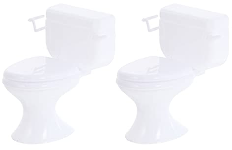 Toddmomy Lot de 2 toilettes miniatures réalistes 1:12 pour maison de poupée - Toilettes pour enfants - Jouets de salle de bain - Toilettes miniatures pour jardin et environnements miniatures