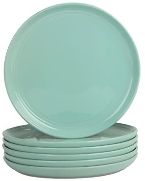 Double Line 8.25 Salad Plate, Set of 6, Seafoam