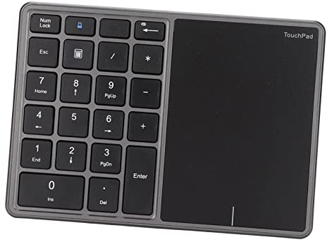 Annadue Portable 22 Keys Bluetooth Number Keypad 2.4G Dual Mode Wireless Numeric Keyboard Mini Keyboard with Touchpad,Type C Interface Keypad for PC,Laptop,Desktop (grey)