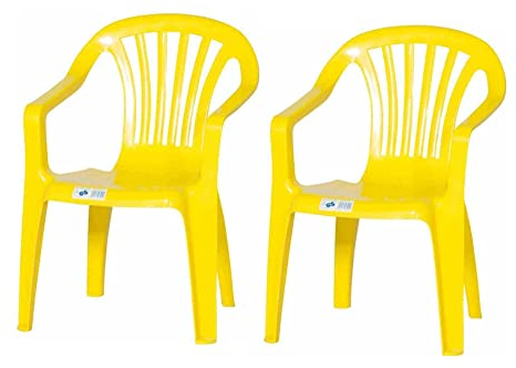Hline Kinder Gartenstuhl Stapelsessel Sessel Stuhl für Kinder in/Out (2 Stück gelb)