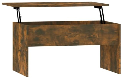 vidaXL Coffee Table Side Sofa Couch Centre Accent End Tea Telephone Rising Tabletop Table with Hidden Compartment Smoked Oak Engineered Wood
