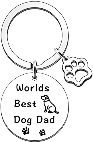 JETTOP Portachiavi con scritta Dog Dad, regalo ideale per compleanno, Natale, festa del papà, Argento, Taglia unica