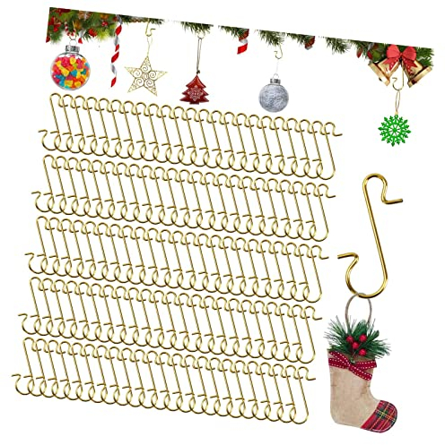 CHAMEEN 120 Stück Weihnachtsbaum Haken,Kugelaufhänger S Haken,Weihnachtskugel Haken,Kugelaufhänger Gold,S Haken Weihnachtskugeln,Schnellaufhänger,Weihnachtskugeln Haken