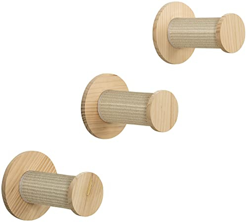 Trixie Katzenwand Möbel Set 3 - Katzenkratzer und Kletterregale - Sisalseil Kratzbäume - 3 erhöhte Stufen - Natur/Weiß