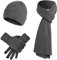 JIMACRO Winter 3set, Beanie Mütze Warme Knit Winterschal Thermo Touchscreen Handschuhe Set für Herren und Damen, Mütze Schal Handschuhe Set Mit Dick Fleece Innenfutter für Ski (Grau)