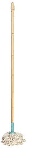 Salter Cool Hues Mop, Cotton String Head, Blue | Includes Refill Mop Head, FSC®-Certified Bamboo Handle, Recycled Plastic Head Parts, Tassel Design For Wood Tile Laminate