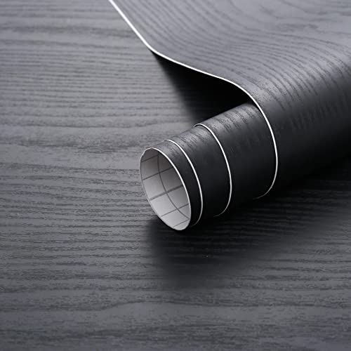 Arthome Klebefolie Rustikales Holzoptik Selbstklebende Tapete, 44cmx2m Schwarz Holz Papier, Dekoratives Vinyl für Möbel Küche Arbeitsplatte Schränke Möbel Tische Wand Vintage DIY Wandverkleidung