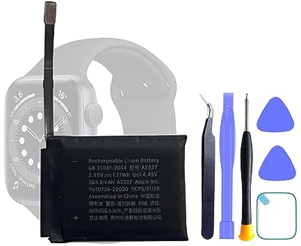 HIGHAKKU Smartwatch Batería de Repuesto A2327 Compatible con Watch Series 6 44 mm (GPS + Cellular/GPS) con Herramientas