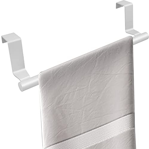 Geschirrtuchhalter, Türhandtuchhalter Küche, Handtuchhalter Ohne Bohren, Geschirrtuchhalter zum Einhängen, Metall Handtuchhalter Küche für Küche, Bad, Badezimmer, Schlafzimmer (Weiß)