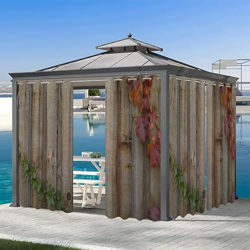 REDLEO Tende per pergola, impermeabili, oscuranti, termiche, per esterni, gazebo, con occhielli, per pergola, patio, 254 x 213 cm, 2 pannelli, porta in legno