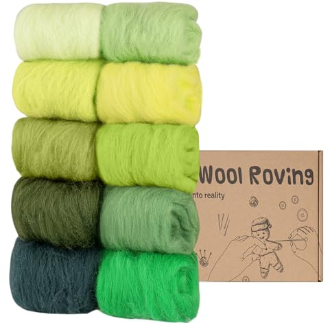 Homewit Filzwolle Set,10 Farben Je 10 Gramm,Filzwolle Nassfilzen Trockenfilzen Märchenwolle Zum Filzen Von Elfen Und Feen Aus Filzwolle DIY Wolle