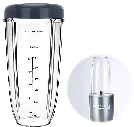 Anevios Nutribullet Ersatzteile Becher 32 OZ Entsafter Tasse mit Deckel Ersatzbecher für Mixer 940ml Klare Tasse Cup Klare Tassen für Nutribullet Blender Entsafter 900W / 600W