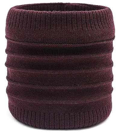 Halswärmer Snood Schal Fleece Futter Verdicken Warm Strickschal, 3. Weinrot, One size