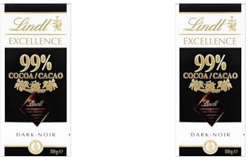 Lindt Excellence Tableta Chocolate Negro, 99% Cacao, 50g (Paquete de 2)