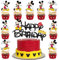 Lahe Birthday Cake Decorations - Mouse & Happy Birthday Toppers (Pack of 25)