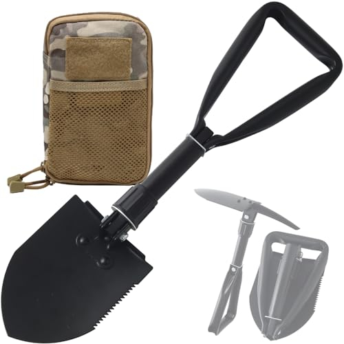 Urby Pala compacta y plegable, herramienta de supervivencia para camping, senderismo y al aire libre. Pala táctica de alta resistencia, estilo militar para todoterreno, camión, emergencia y