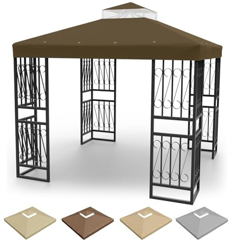 Kieperi 25,4 x 25,4 cm Pavillon-Ersatzteil, doppelstöckige Überdachung mit strapazierfähigem Polyestergewebe für Hof, Terrasse, Garten (braun)