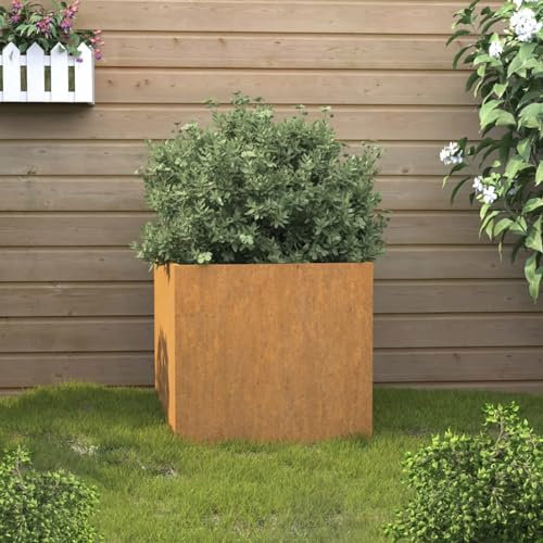 LAPOOH Pflanzkübel 49x47x46 cm Cortenstahl, Blumentopf Draussen, Blumenkübel, Pflanzkübel, Übertopf, Pflanzentopf, Blumenkasten, Flower Pot - 821551