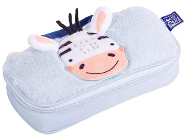 Oxford, Federmäppchen für Kinder von 3 bis 6 Jahren, Junge/Mädchen, weicher Plüsch, waschbar, Maße 23,5 x 12 x 3,5 cm, Design Zoe Zebra