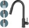 Warmiehomy 3 Way Kitchen Tap Mixer with Pull Out Spray, High Arc 360° Swivel Single Handle 1 Hole Stainless Steel Sink Tap, Black