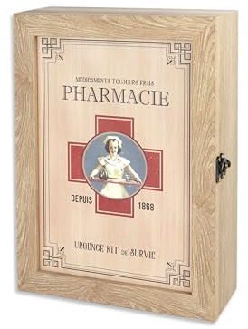 Velista Medizinschrank aus Holz für die Wand – Niedliche, kleine, rustikale Aufbewahrungsmöglichkeit für Medikamente – Dekorative Box im Landhausstil – Vintage-Box im französischen Stil Pharmacie“