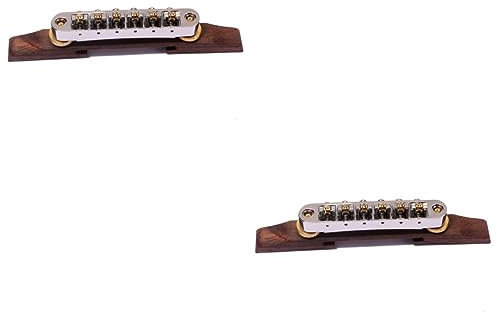 VICASKY 2pcs Guitar Acoustic Bridge Tailpiece Archtop Guitar Bridge Roller Saddles Adjuster Wheels Self-adjusting
